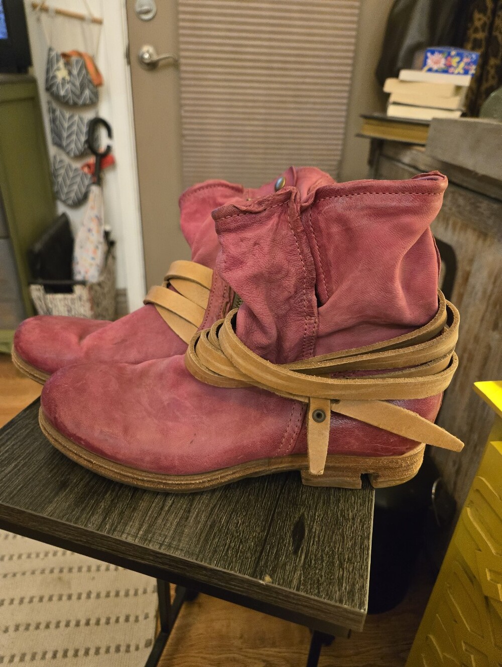 A.S.98 Womens Leather Pink/Red Biker Ankle Boots Size 38 (Size 8) Avant-garde